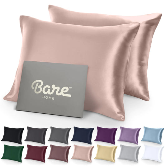 Bare Home Satin Pillowcases for Hair and Skin - 2 Pack King (20x40)